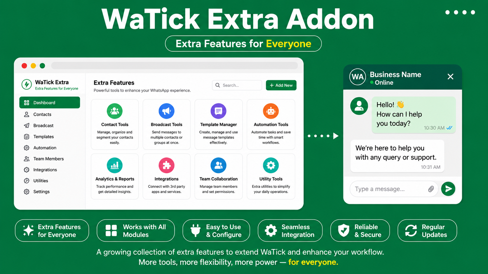 WaTick Extra Feature - WhatsApp Official Api Addon